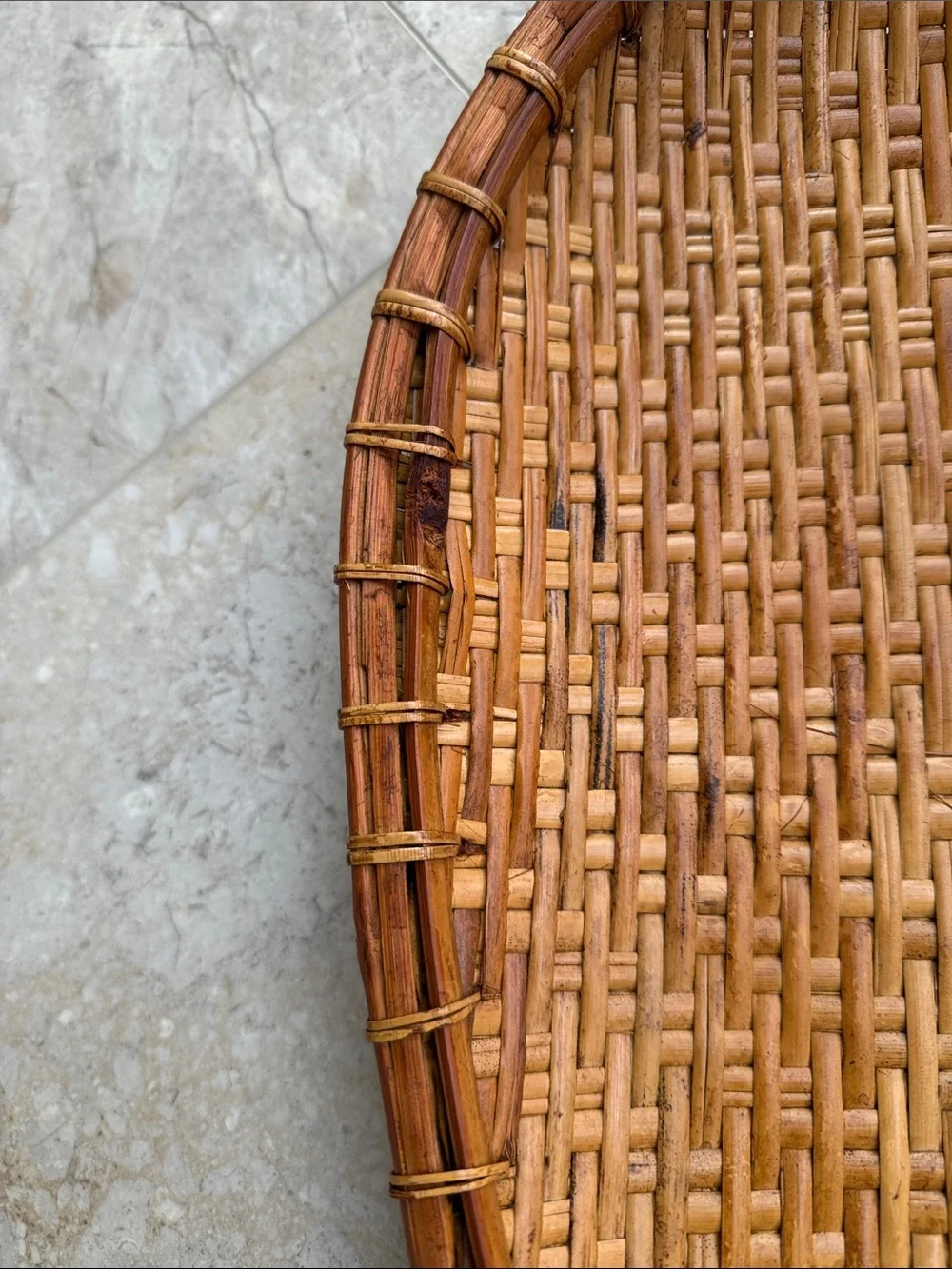 Vintage Bamboo Basket Tray Pear Shape